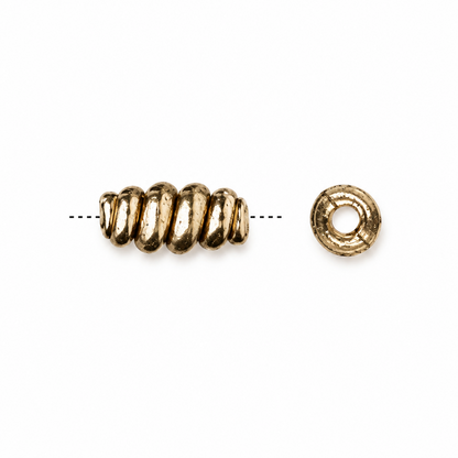 Antiqued Gold Plated Pewter Coil Tube Beads, 9x4mm - 10 pcs