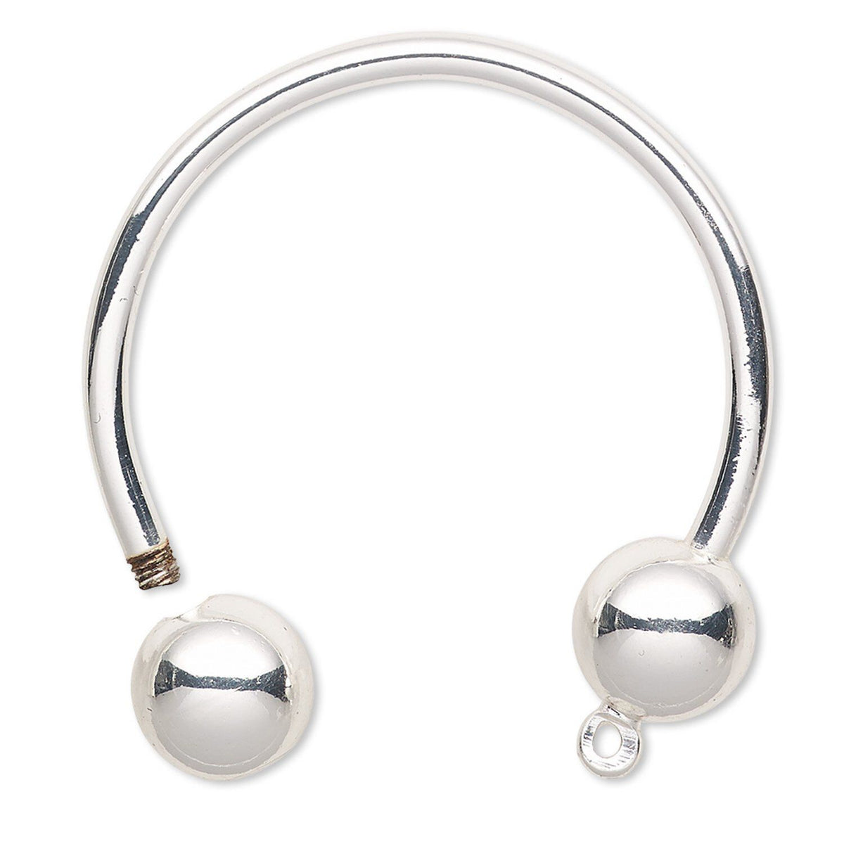 Silver Horseshoe Key Rings with Ball Ends & Loop, 35mm - 4 pcs