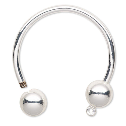 Silver Horseshoe Key Rings with Ball Ends & Loop, 35mm - 4 pcs