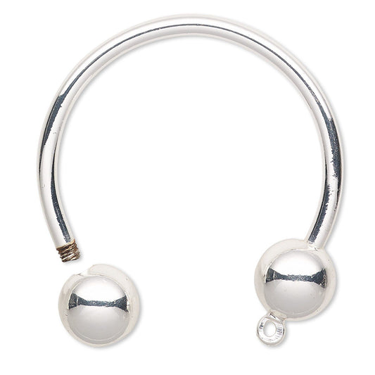 Silver Horseshoe Key Rings with Ball Ends & Loop, 35mm - 4 pcs