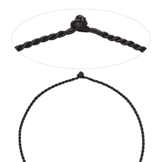 Black Twisted Nylon Necklace Cord, 30 Inches - 2 pcs