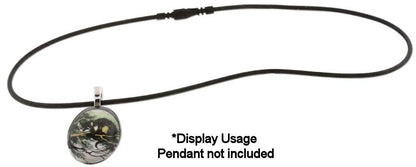 Black cord with a pendant on a white background