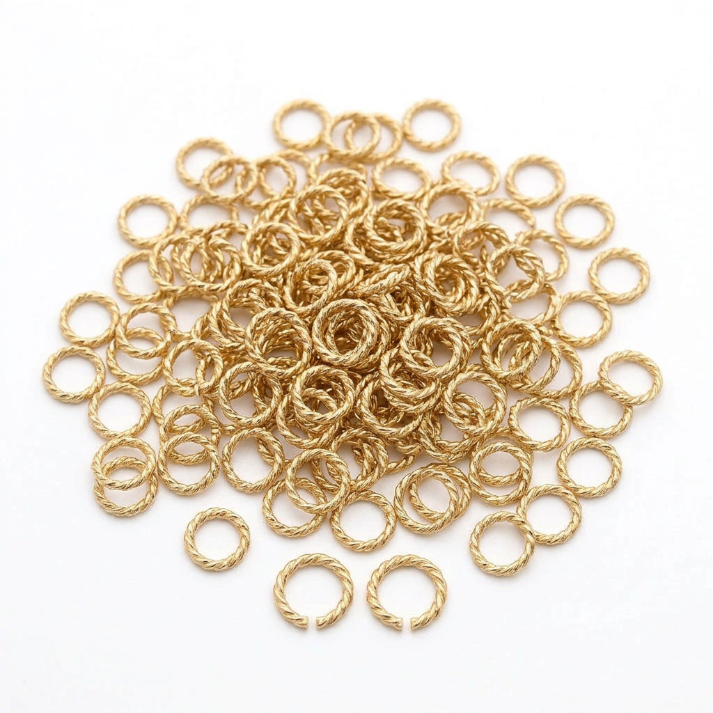 Gold Plated Brass Twisted Jump Rings, 6mm, 20 Gauge - 100 pcs