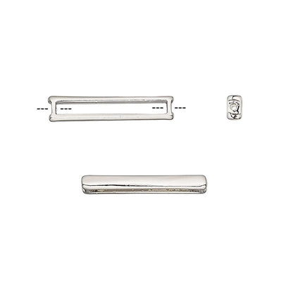 A polished silver-toned metal bar with a rounded rectangular shape, shown from multiple angles on a plain white background.