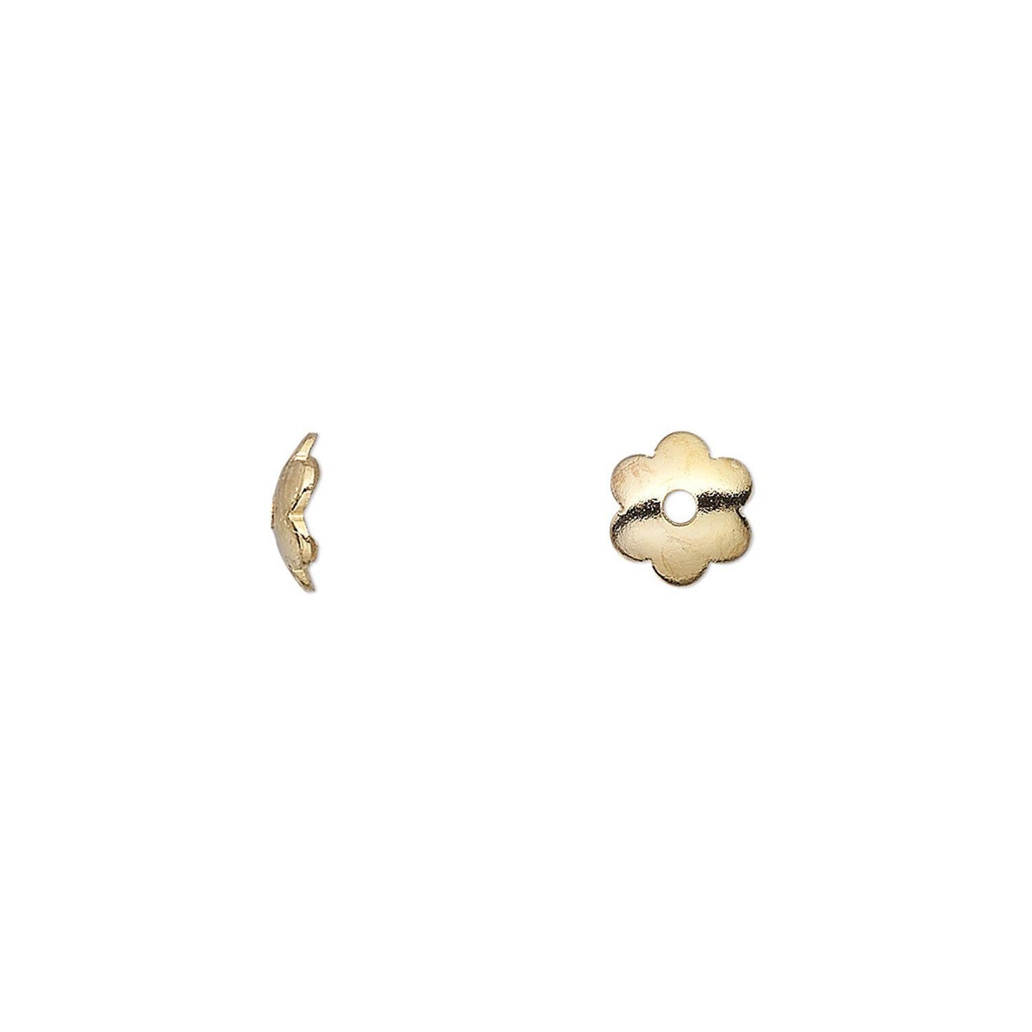 Gold Plated Steel Smooth Flower Bead Caps, 6x2mm, approx. 300 pcs