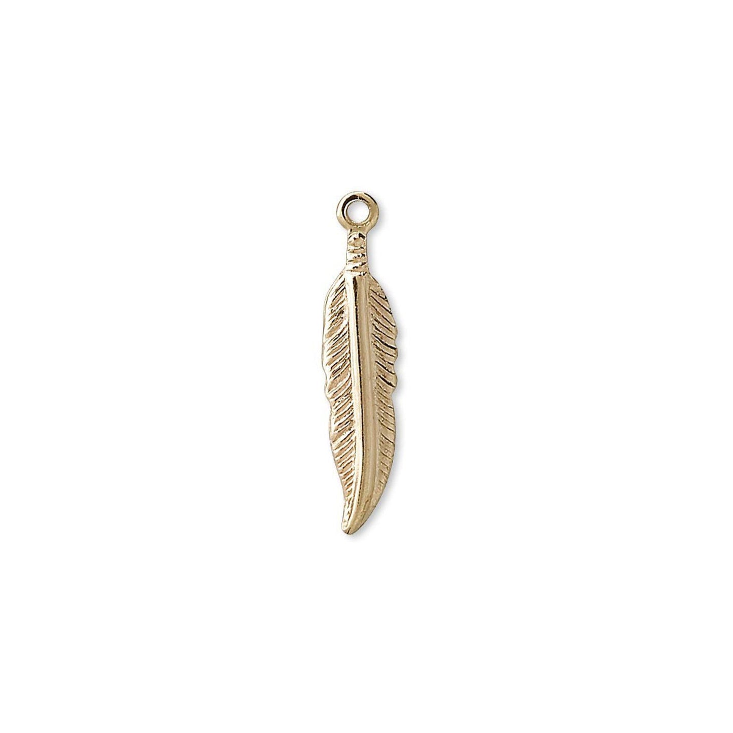 Gold-Plated Brass 18x4mm Feather Drop Charms with 1mm Loop