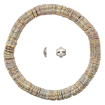300 Gold, Silver & Copper Tri Color Plated Steel 6x2mm Smooth Flower Bead Caps