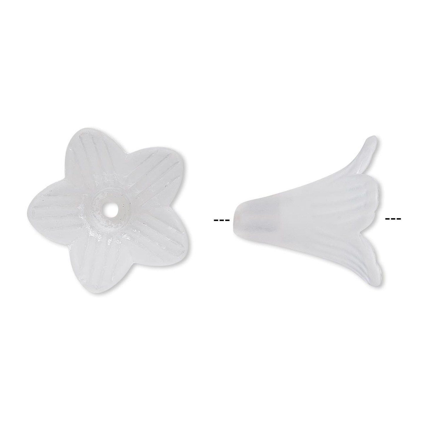 Frosted Clear Acrylic Flower Drop Beads, 22x22mm, 25 pcs