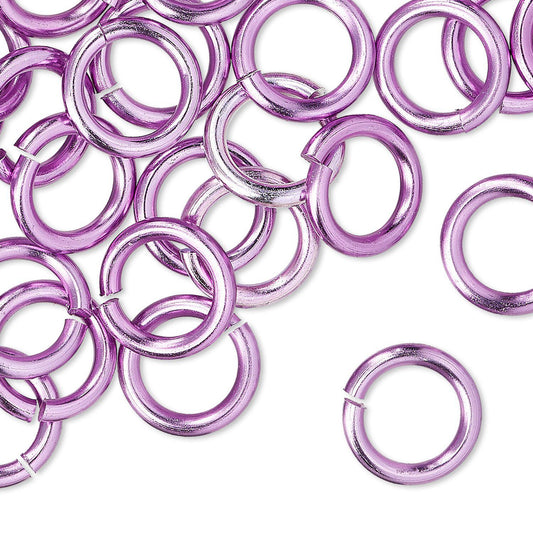 Anodized Aluminum Round Jump Rings, Light Purple, 12mm, 12 Gauge, 100 pcs