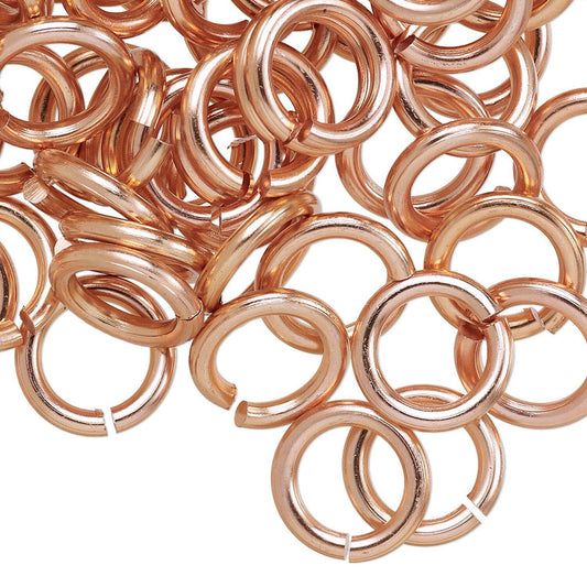 Anodized Aluminum Round Jump Rings, Copper, 12mm, 12 Gauge, 100 pcs