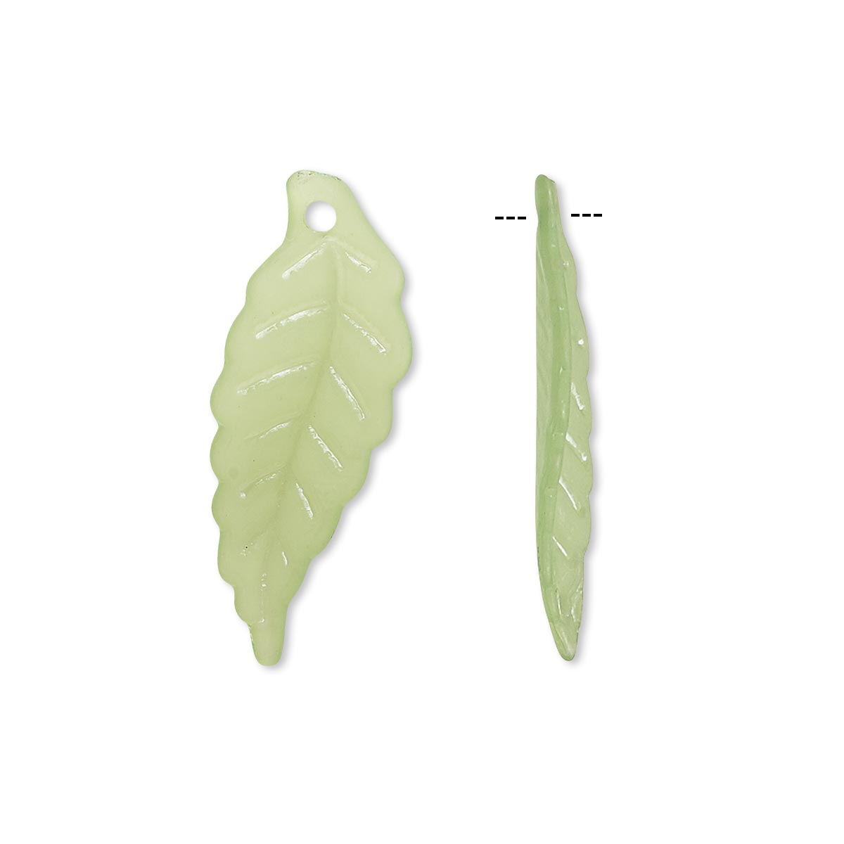 2 green leaf charms