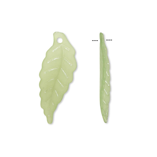 2 green leaf charms