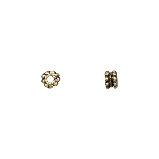 Antiqued Gold Pewter Double Rondelle Spacer Beads, 5x3mm