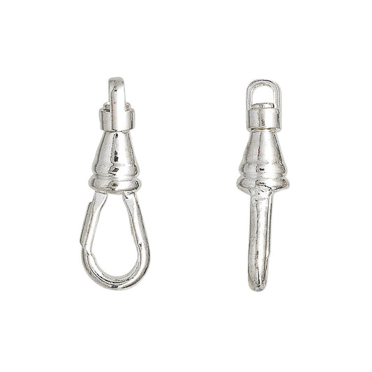 Two silver-toned metal lobster clasp jump rings shown side by side on a plain white background.