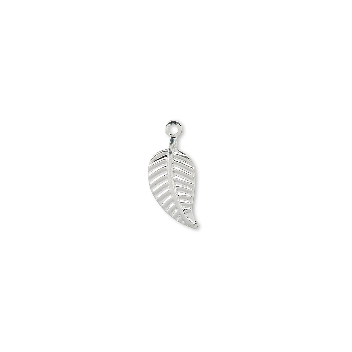 Pair of silver leaf charms on a white background