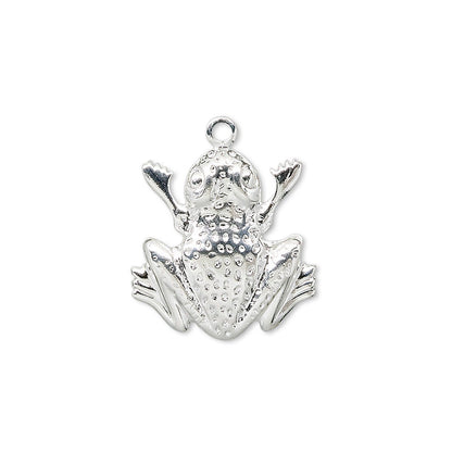 Silver Plated Brass Frog Charms, 17x18mm - 10 pcs