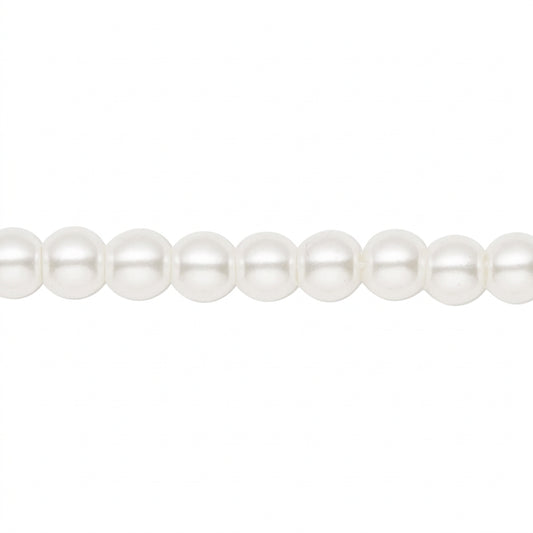 Celestial White Crystal Pearl Round Beads, 6mm - 2 Strands