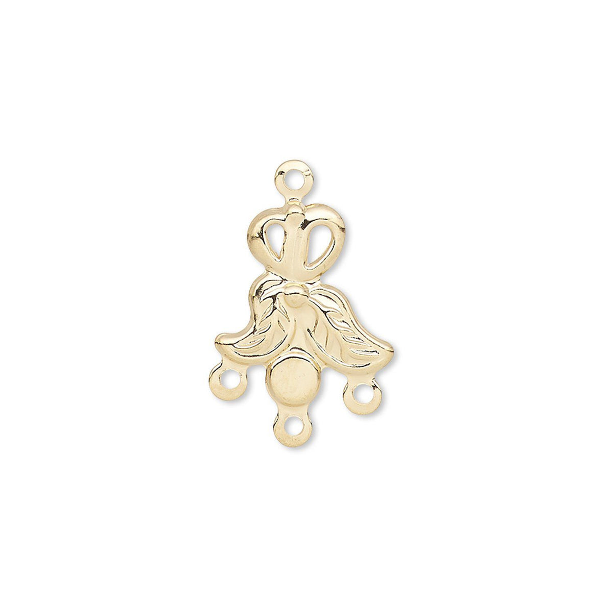 A small gold-toned metal charm or pendant with a decorative cutout design and a loop at the top, shown on a plain white background.