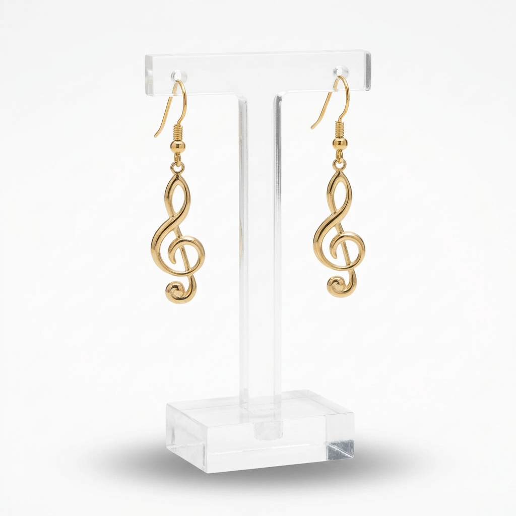 Gold Plated Brass Treble Clef Charms, 31x12mm - 50 pcs