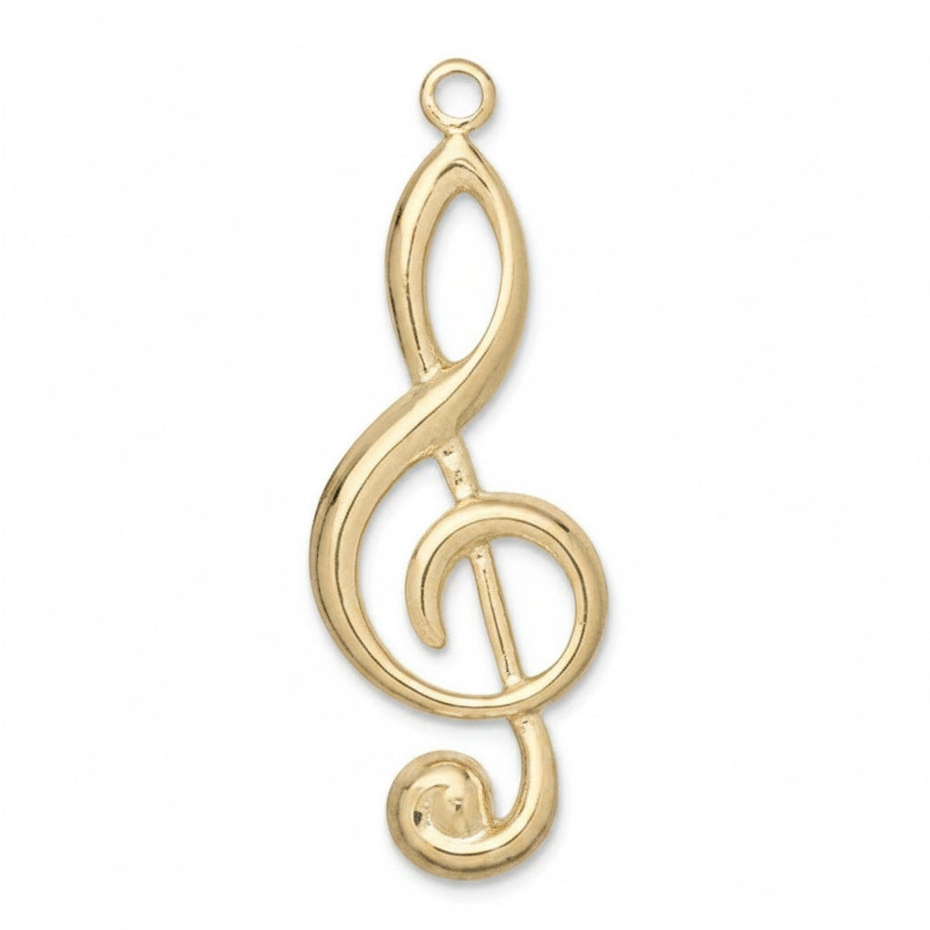 Gold Plated Brass Treble Clef Charms, 31x12mm - 50 pcs