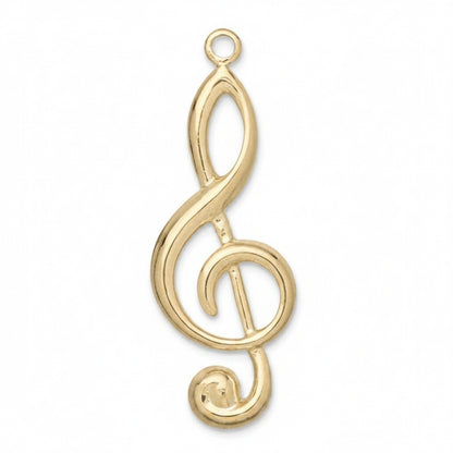 Gold Plated Brass Treble Clef Charms, 31x12mm - 50 pcs
