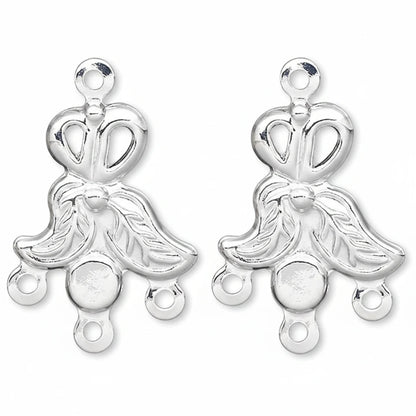 Two silver chandelier links, loops, and dangling loops, shown side by side on a white background.