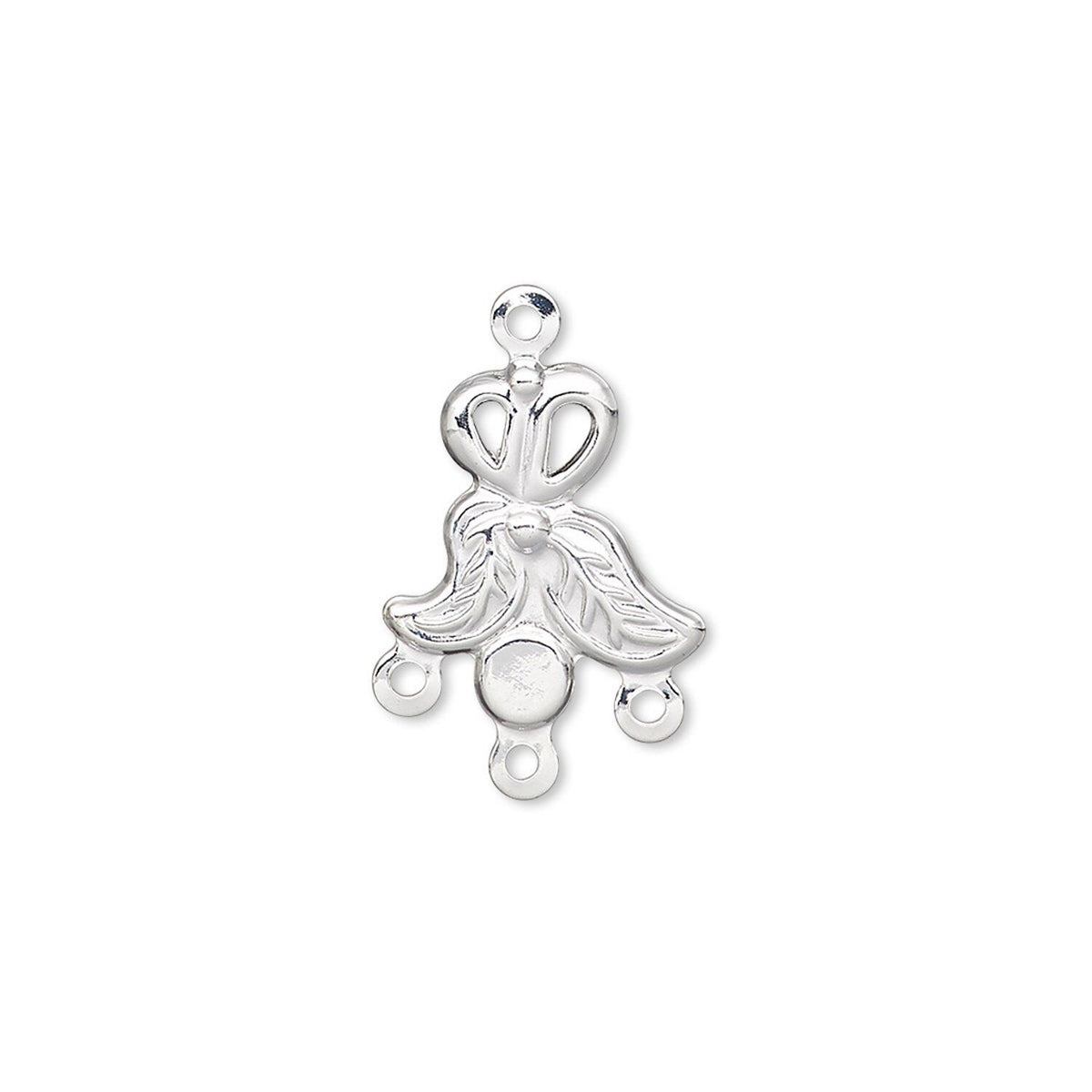 silver chandelier links, loops, and dangling loops, shown side by side on a white background.