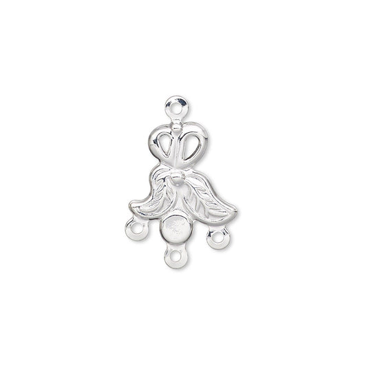 silver chandelier links, loops, and dangling loops, shown side by side on a white background.