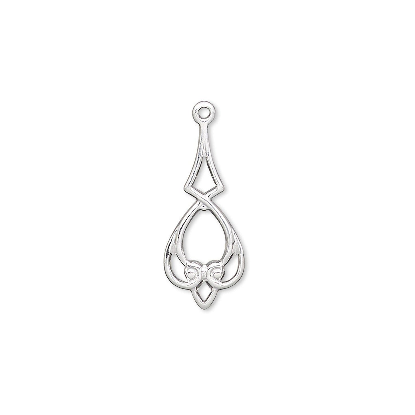 Silver Plated Brass Heart Diamond Chandelier Earring Connectors 20x9mm