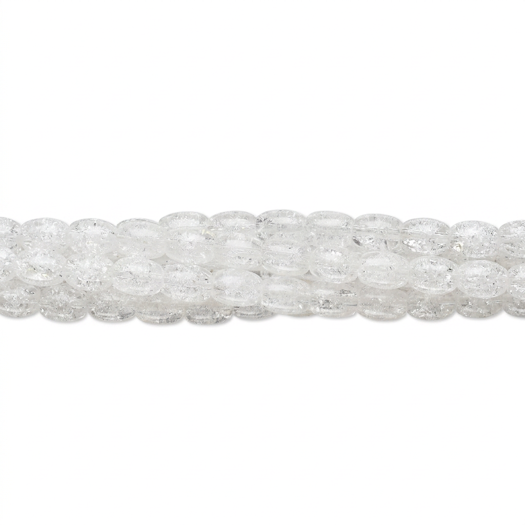 Clear Crackle Glass Oval Beads, 7x5–7x6mm - 5 Strands