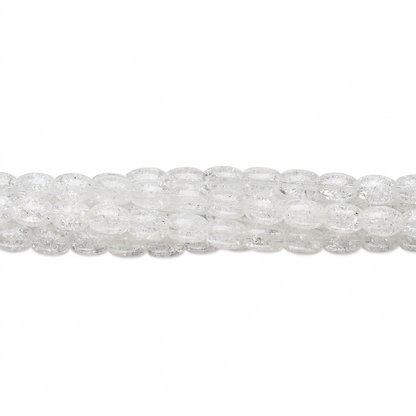 Clear Crackle Glass Oval Beads, 7x5–7x6mm - 5 Strands