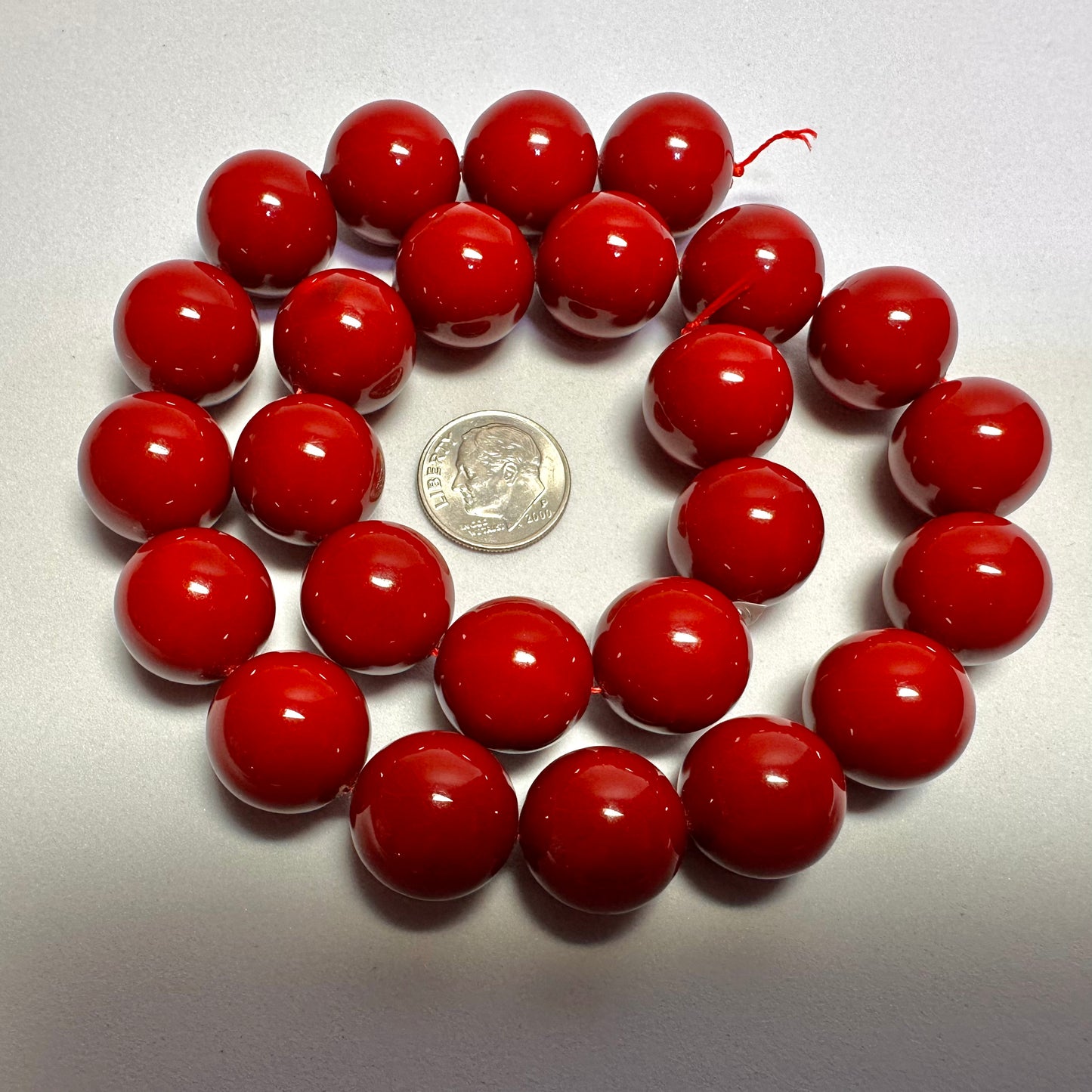 Garnet Red Round Shell Pearl Beads, 16mm, 1 Strand (approx. 25)