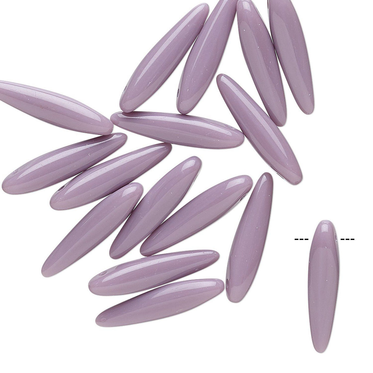 Czech Opaque Purple 16x4mm Top-Drilled Thorn Drop Glass Beads, 20 pcs