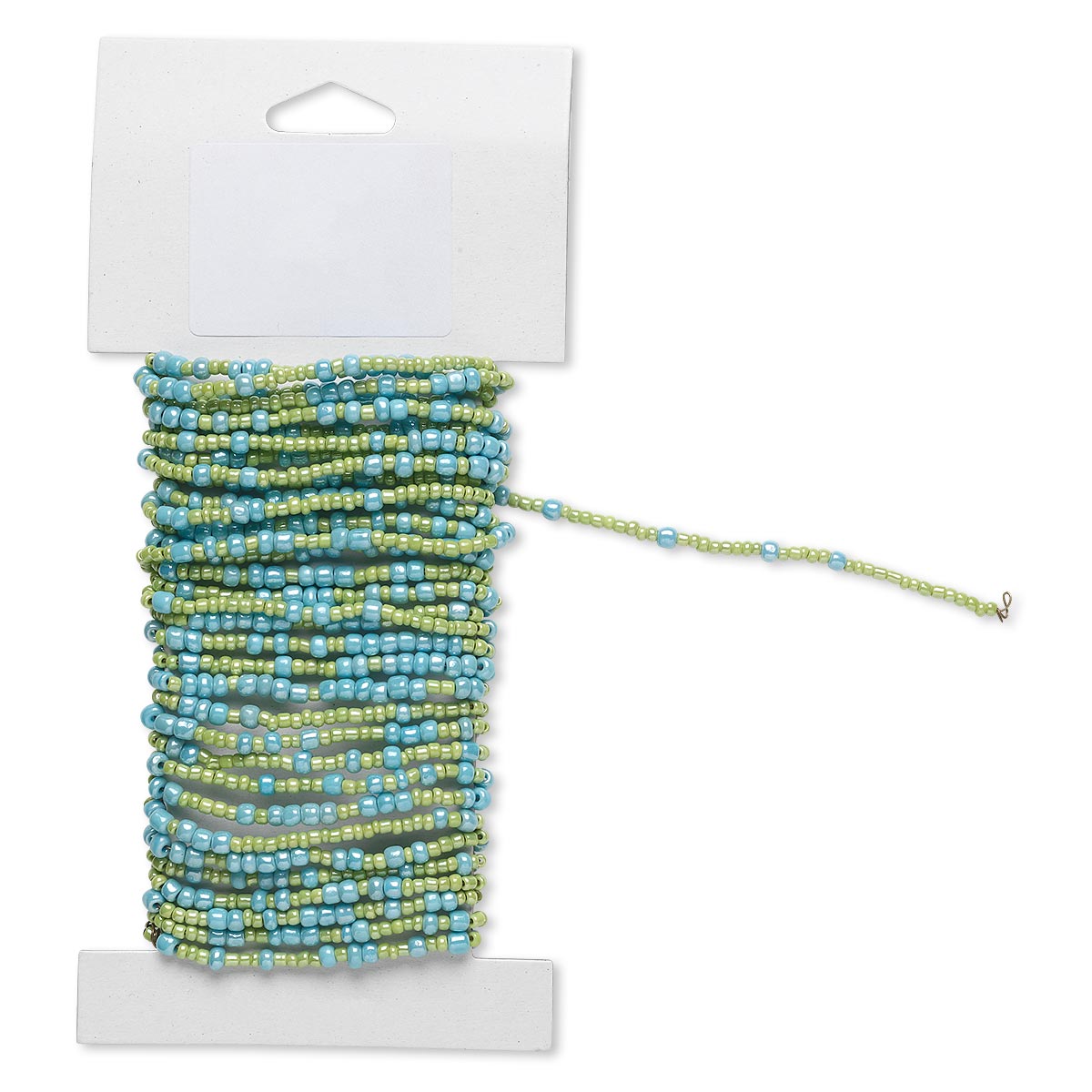 Beaded Wire, Pre-Strung Glass Seed Beads on Brass Wire, 15 Feet