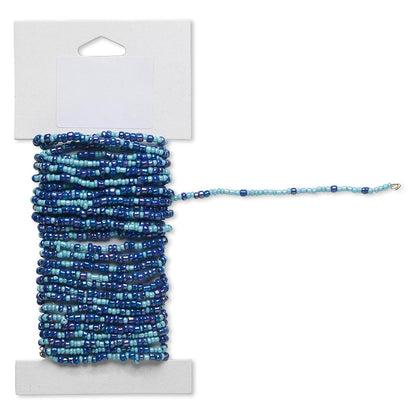 Beaded Wire, Pre-Strung Glass Seed Beads on Brass Wire, 15 Feet