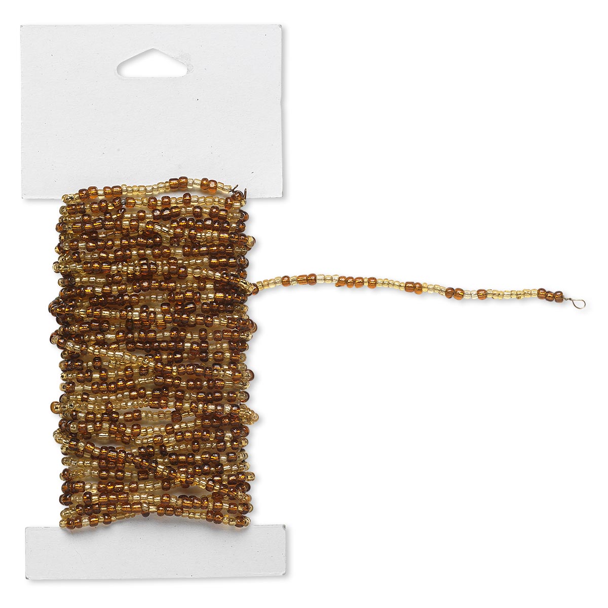Beaded Wire, Pre-Strung Glass Seed Beads on Brass Wire, 15 Feet