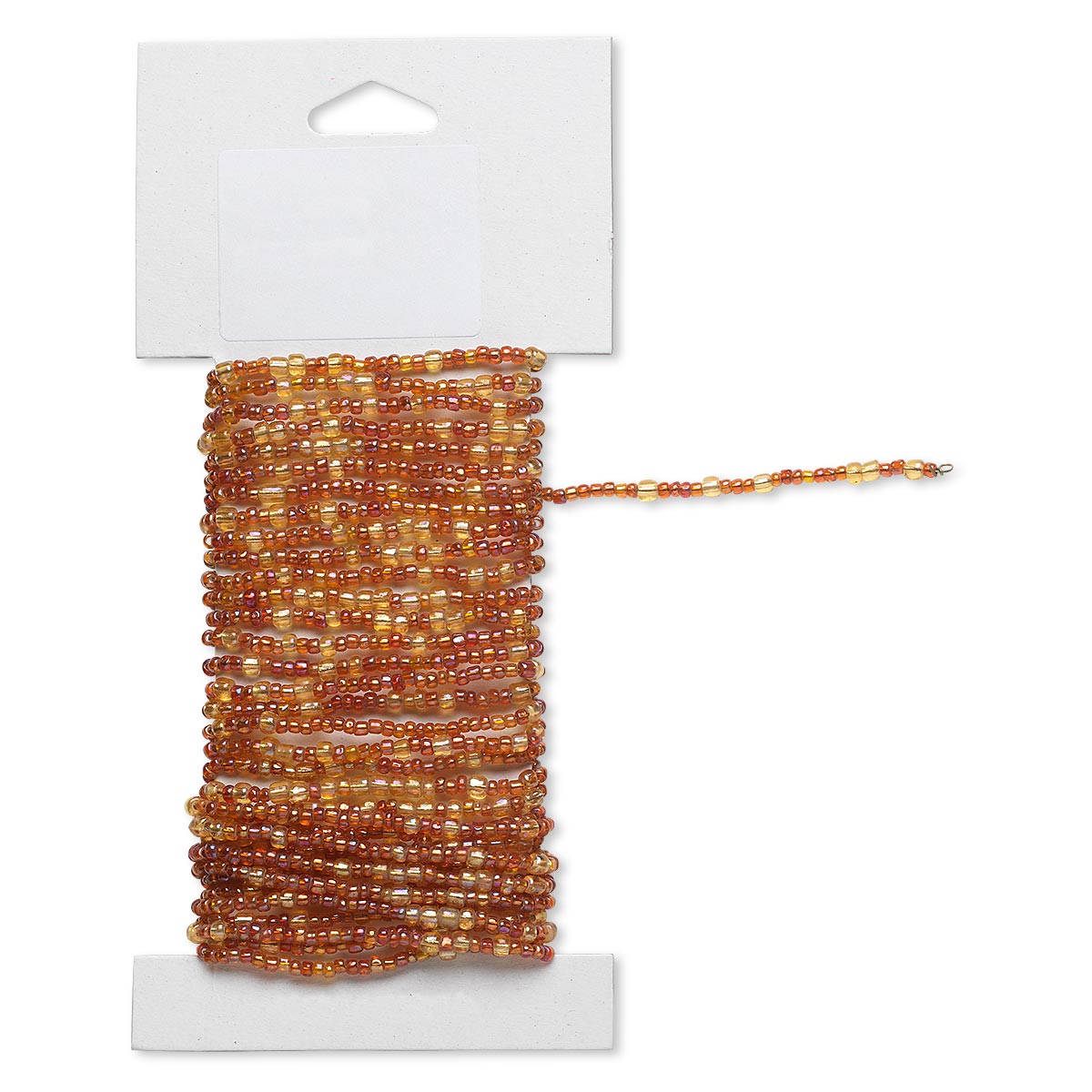Beaded Wire, Pre-Strung Glass Seed Beads on Brass Wire, 15 Feet