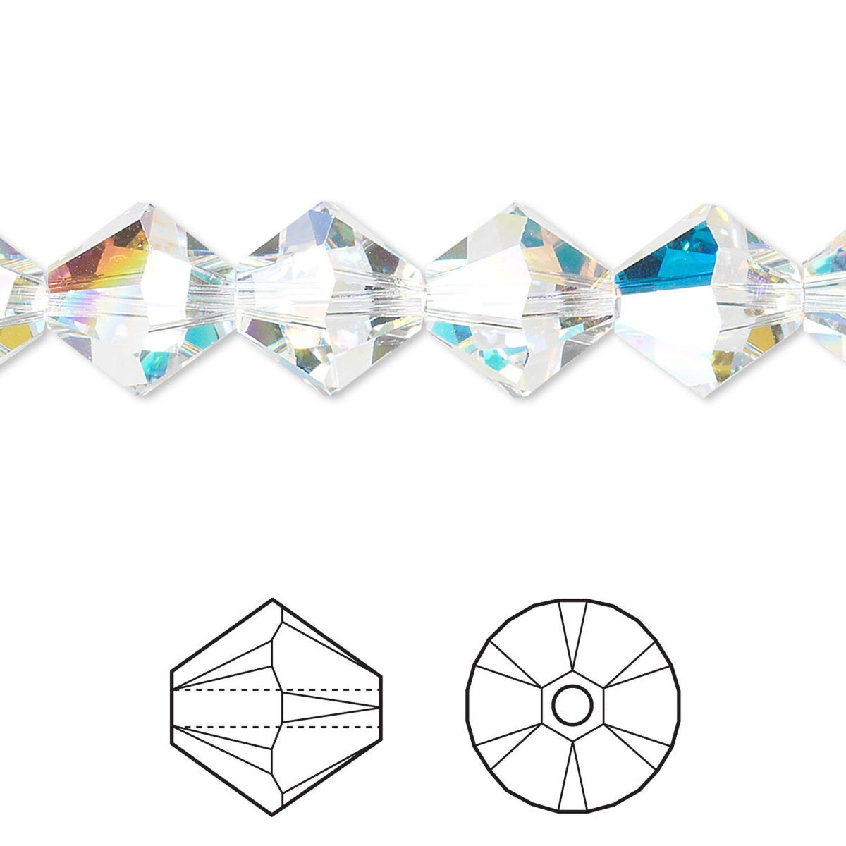 Swarovski Xilion Bicone Beads, Crystal AB, 10mm, #5328