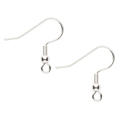 Silver Plated Stainless Steel Fishhook Ear Wires, 20mm, 1000 pcs (500 pair)