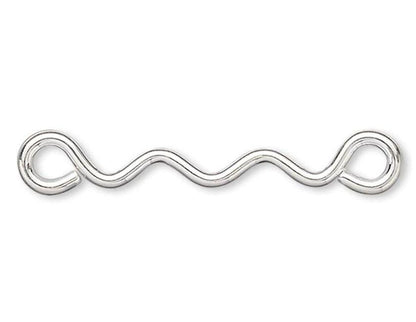 Silver Plated Steel Fancy Wavy Links & Connectors: 14x1mm (100 pc)