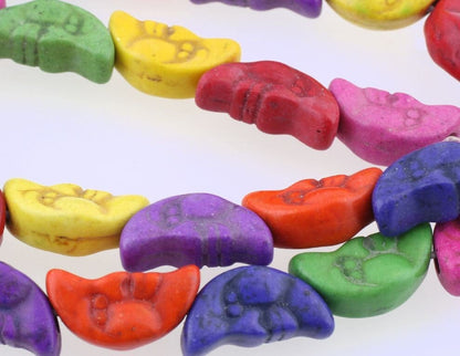 Imitation Howlite Resin Double Sided Celestial Moon Face Beads 18x9mm — 15" Strand (approximately 26 pcs)