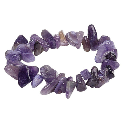 Natural Amethyst Extra-Large Chip Stretch Bracelet, 7.5 in - 1 pc