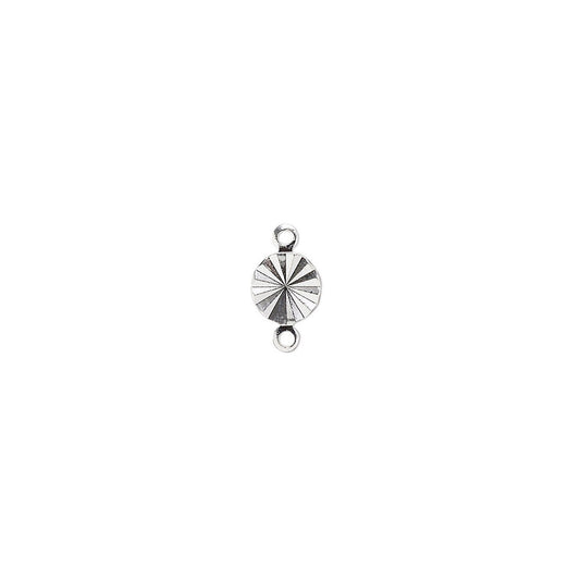 Silver Plated Brass Diamond Cut Round Link Connectors, 6mm