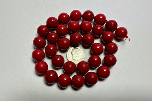 Garnet Red Round Shell Pearl Beads, 12mm, 1 Strand (approx. 34)