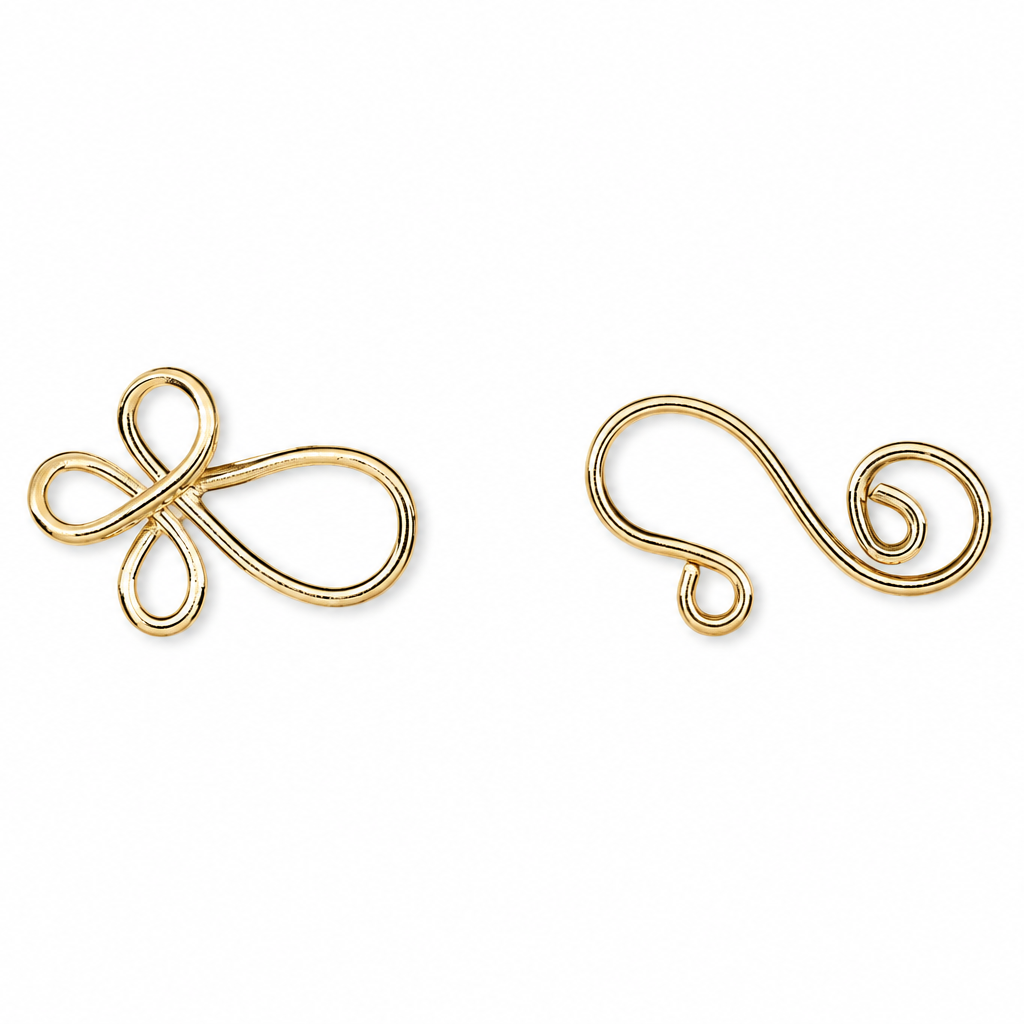 Gold Plated Brass Swirl Hook-and-Eye Clasps, 22x8.5mm - 24 sets