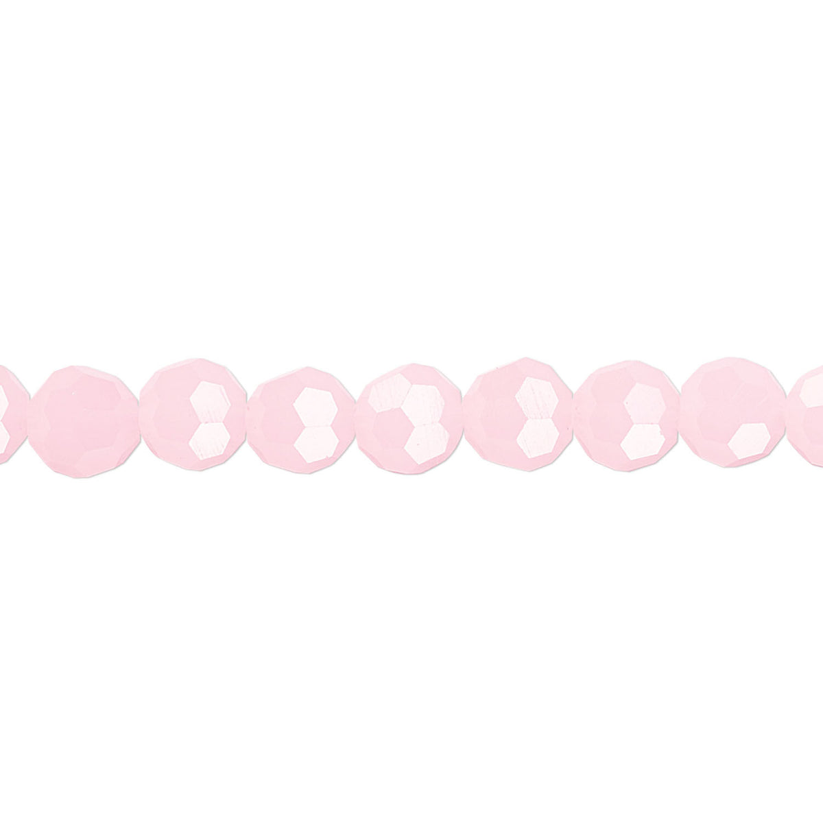 Opaque Pink Frost Crystal Glass Faceted Round Beads, 6mm - 1 Strand
