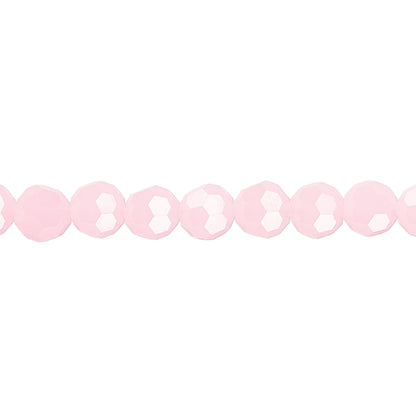 Opaque Pink Frost Crystal Glass Faceted Round Beads, 6mm - 1 Strand
