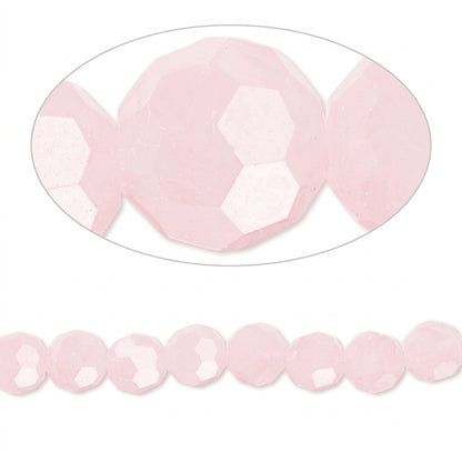 Opaque Pink Frost Crystal Glass Faceted Round Beads, 6mm - 1 Strand