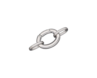 Stainless Steel Self-Closing Hinged Oval Bail Clasps 21x16mm with Jump Rings — 2 Sets