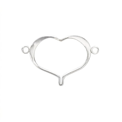 Sterling Silver Open Heart Link Connectors, 22x18mm - 2 pcs